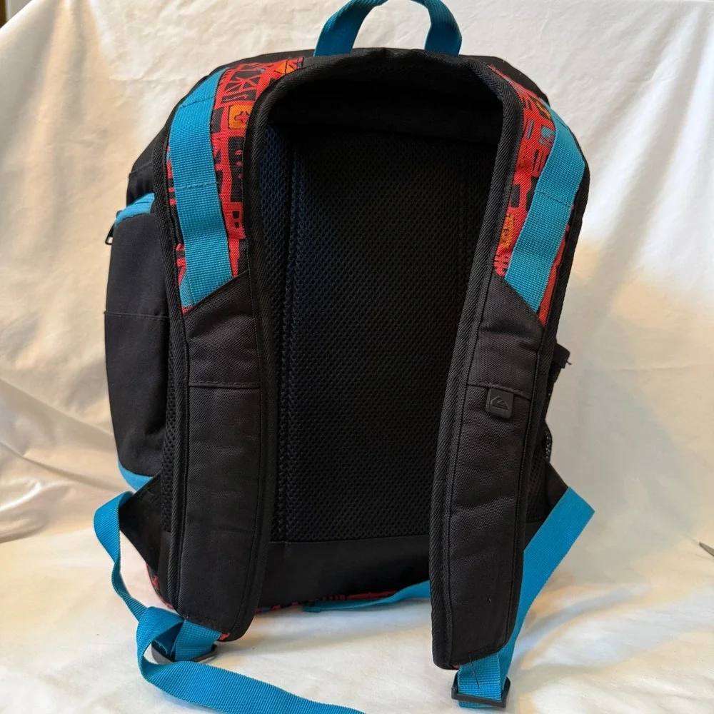 Quiksilver Backpack Black Red Blue Tribal Print Insulated Cooler Pocket 1920